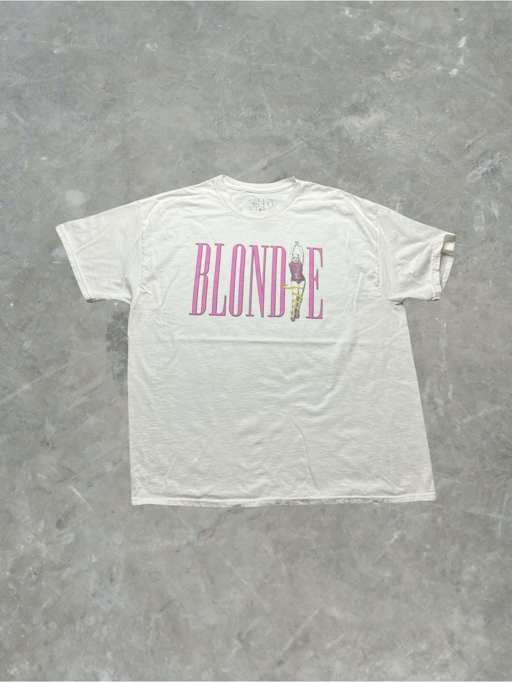 ☀️ Blondie Rock Band Graphic Tee Mens Size L White/Pink